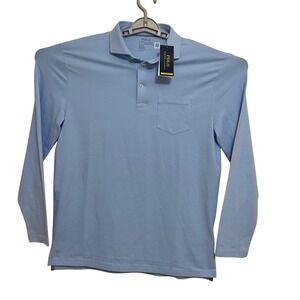 Polo Ralph Lauren Mens Long Sleeve Performance Polo Shirt Light Blue Classic Fit